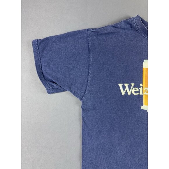 Rare Vintage Paulaner Beer Alcohol Art Weizen Up! Promo Faded Navy Blue Shirt - Picture 4 of 10
